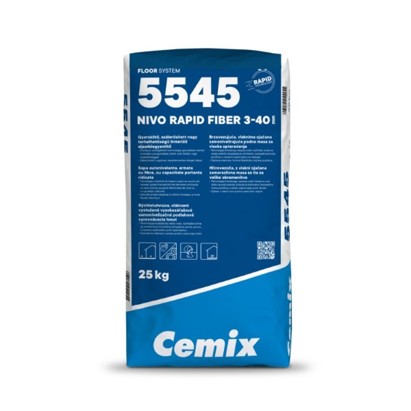 Cemix 5545 Nivo Rapid Fiber 3-40 Gyorskötő, szálerősített önterülő aljzatkiegyenlítő 25 kg